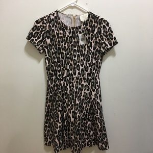 Kate spade autumn leopard flared dress size 00 nwt